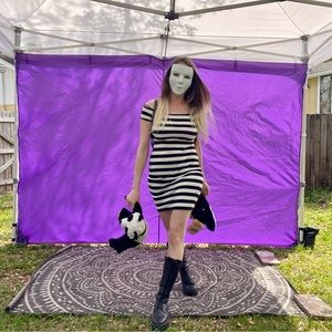 Express stretchy black and white midi dress.